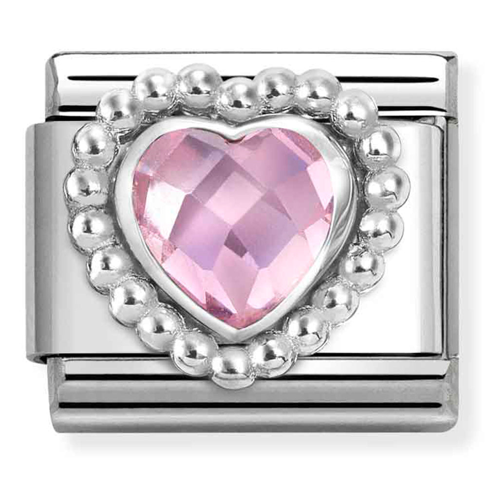 Nomination Pink CZ Heart 925 Silver Composable Link