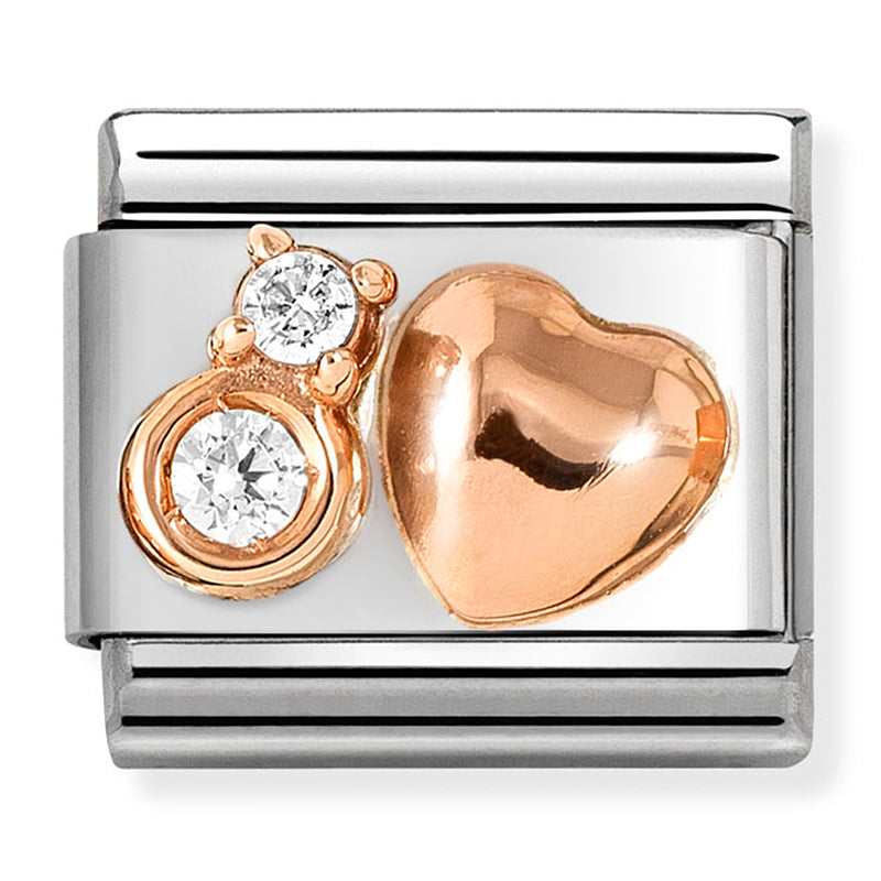 Nomination Heart CZ 9K Rose Gold Composable Link
