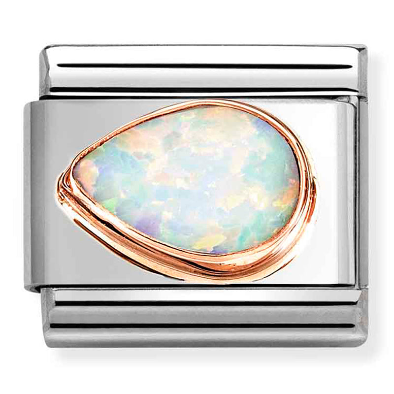 Nomination White Opal Drop Left 9K Rose Gold Composable Link