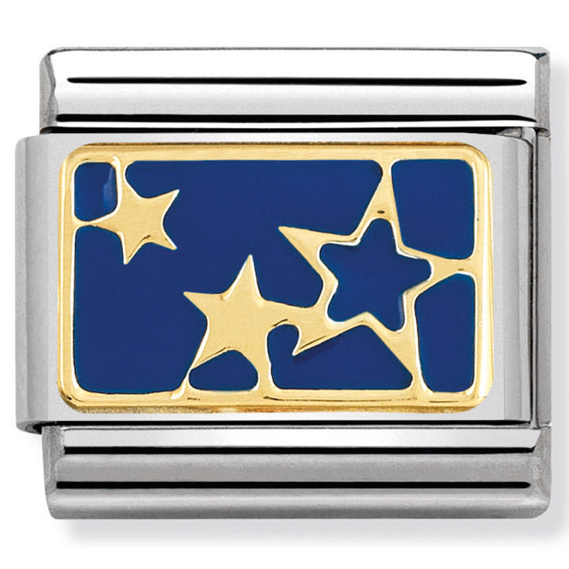 Nomination Stars On Blue Plate 18K Gold Composable Link