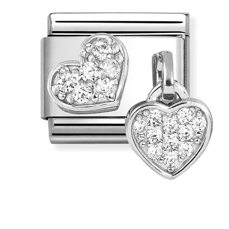 Nomination Pave Hearts 925 Silver Composable Link