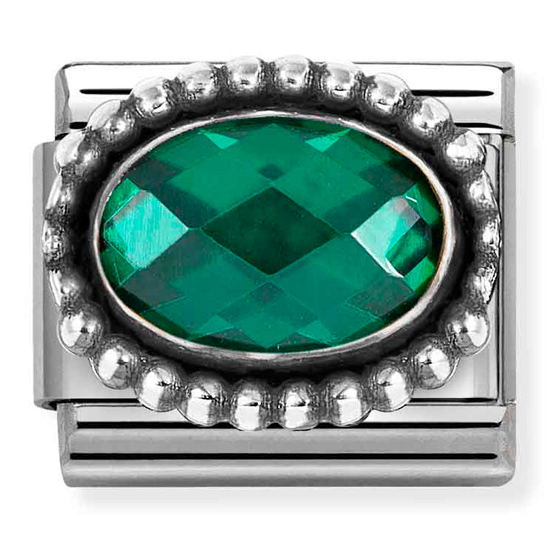 Nomination Faceted Green CZ 925 Silver Composable Link