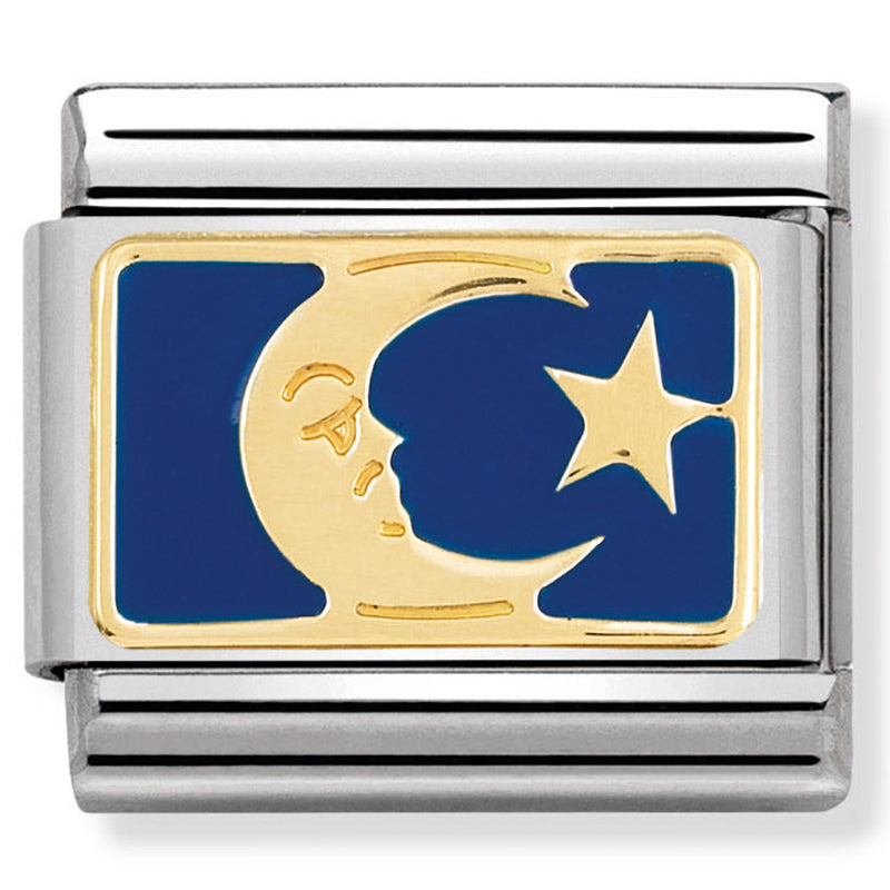 Nomination Moon On Blue Plate 18K Gold Composable Link