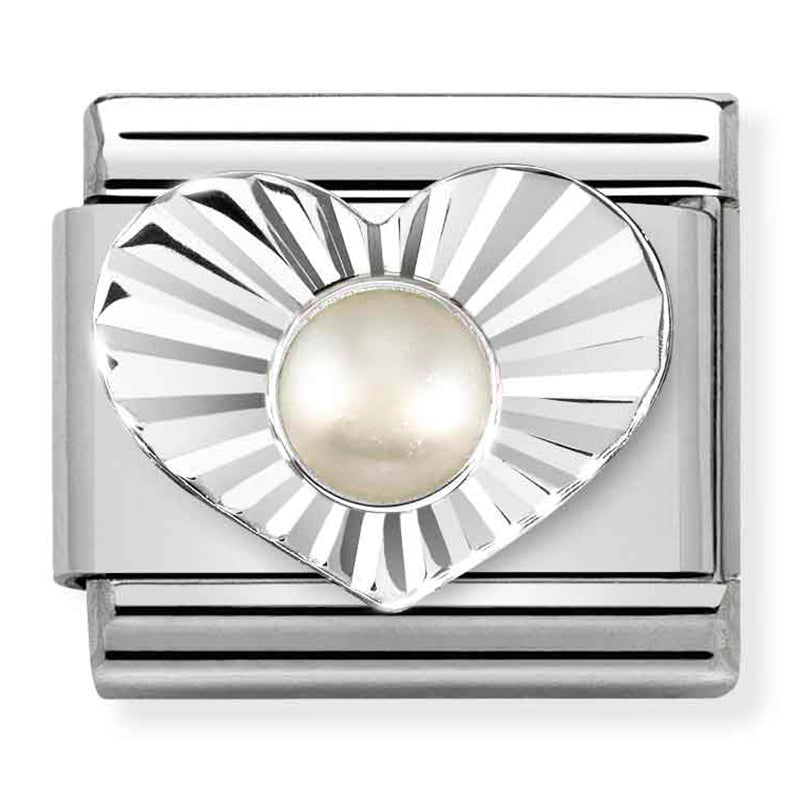 Nomination White Pearl Heart 925 Silver Composable Link