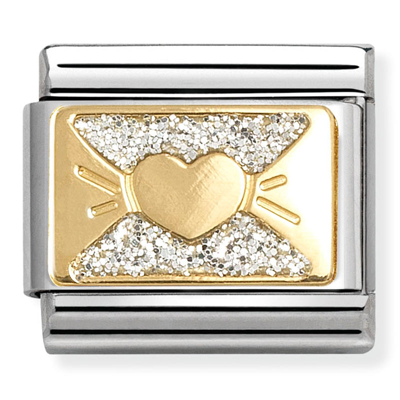 Nomination Heart Bow Glitter 18K Gold Composable Link