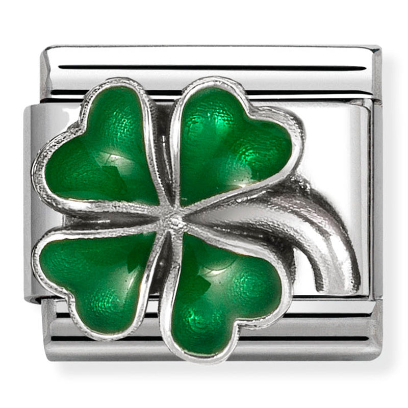 Nomination Green Four Leaf Clover 925 Silver Composable Link