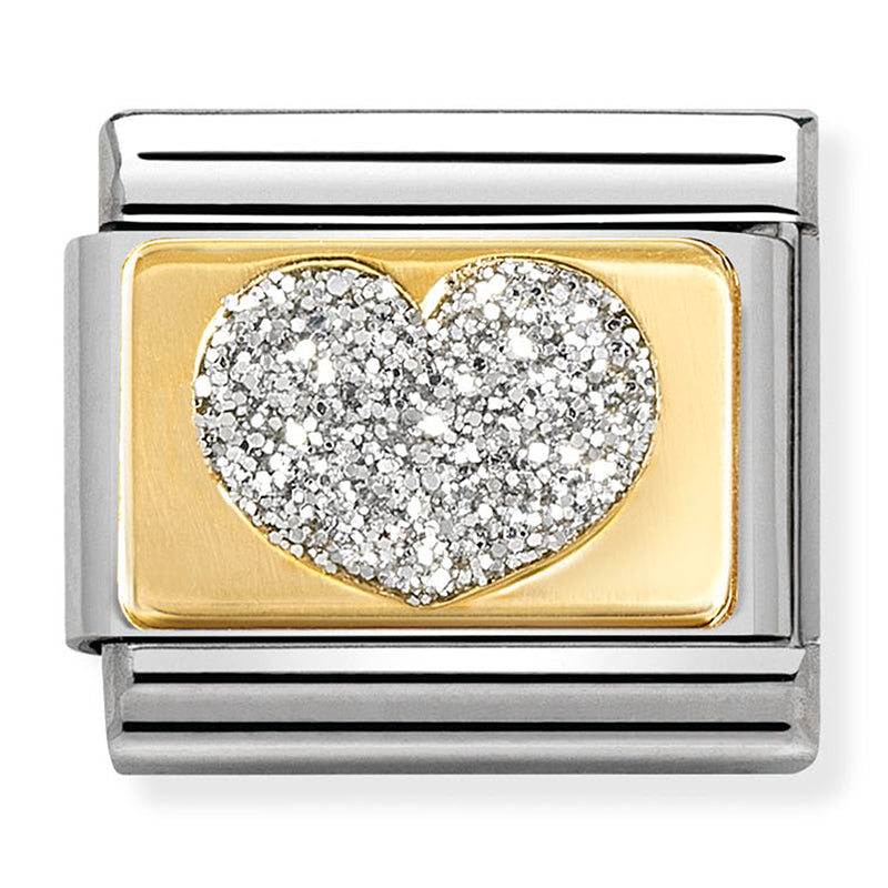 Nomination Glitter Heart 18K Gold Plate Composable Link