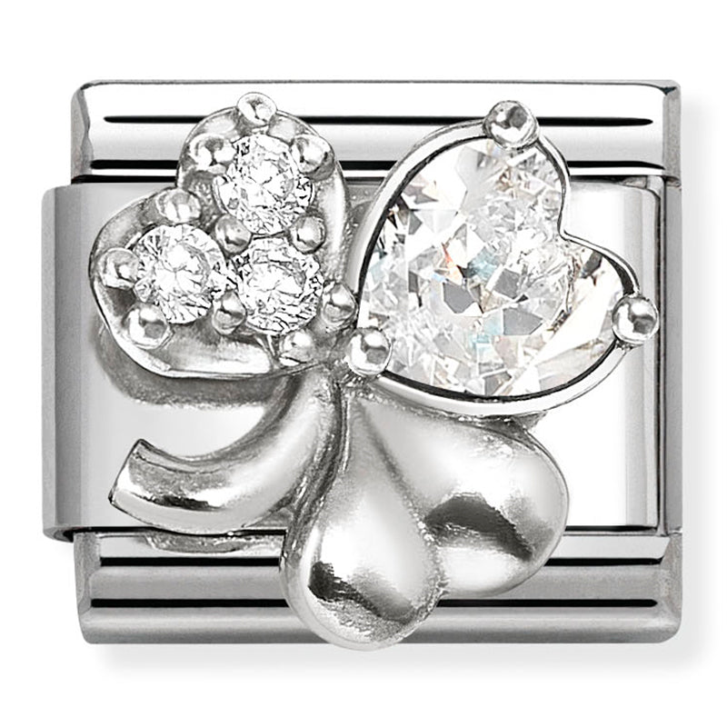 Nomination White CZ Clover 925 Silver Composable Link