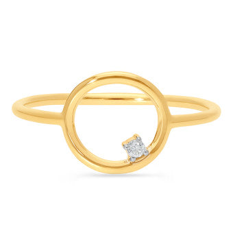 9k Yellow Gold Diamond Circle Ring
