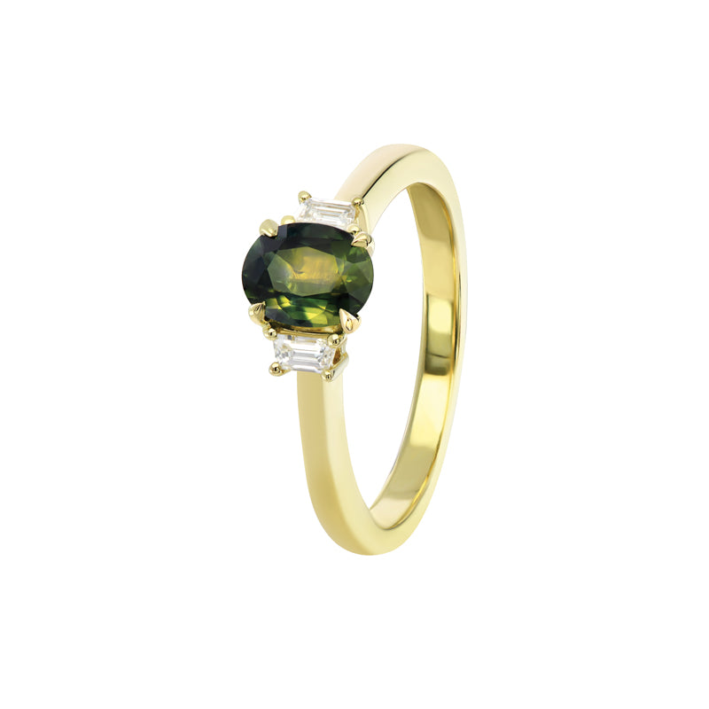 Le Verte Parti Green Sapphire 18ct Yellow Gold Ring