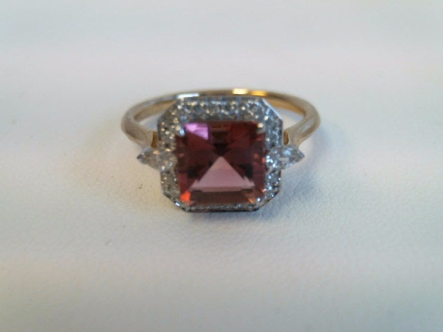 9k Pink Tourmaline & Diamond Ring