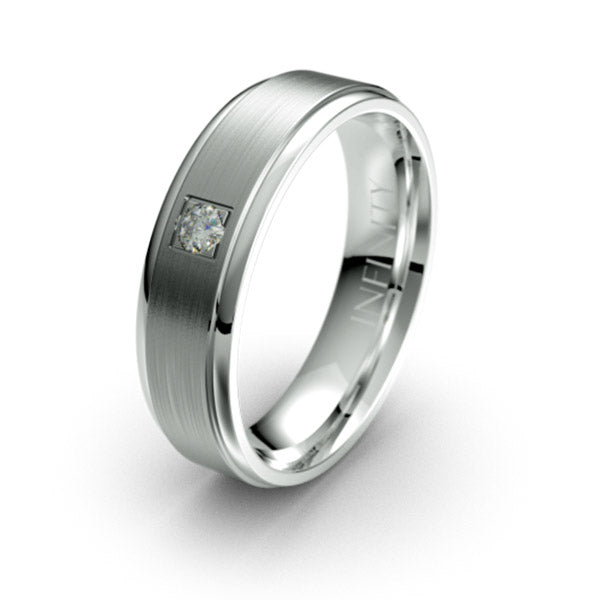 Infinity Titanium & 9ct White Gold Diamond Wedding Band (U)