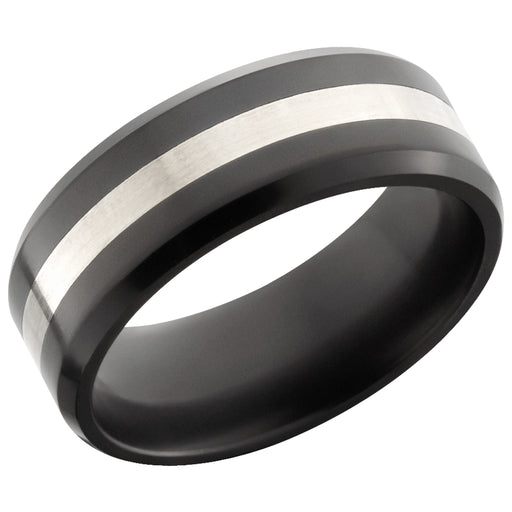 SAMPLE ONLY - ENQUIRE TO ORDER Elysium Ares Beveled Polished Silver Inlay Ring Size 9 (R1/2)
