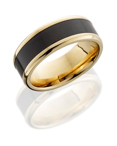 SAMPLE ONLY - ENQUIRE TO ORDER Elysium Ares Bev Polished 18k Gold Inlay Ring Size 10.5 (U1/2)
