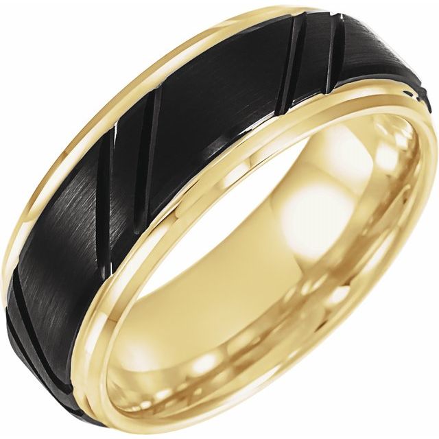 Black Tungsten Band with Gold PVD Ring (W)