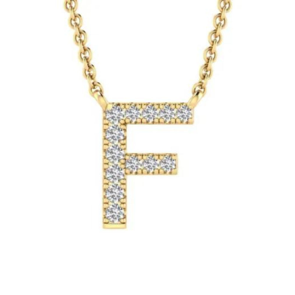 9k Diamond 'F' Initial Necklace