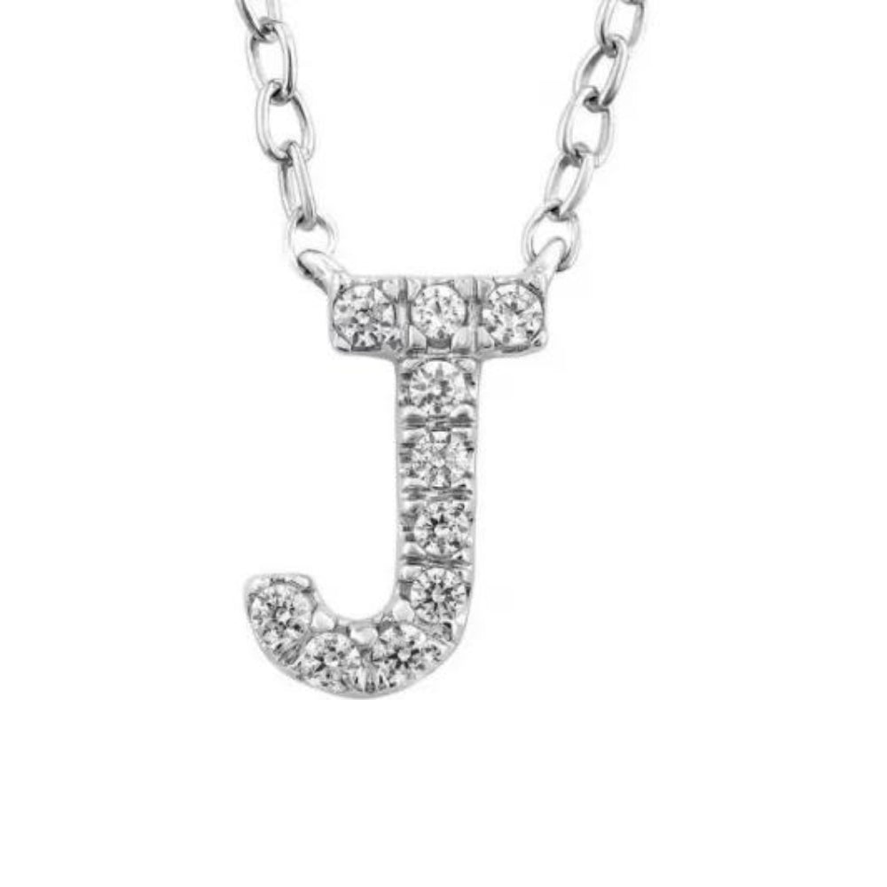 9k Diamond 'J' Initial Necklace