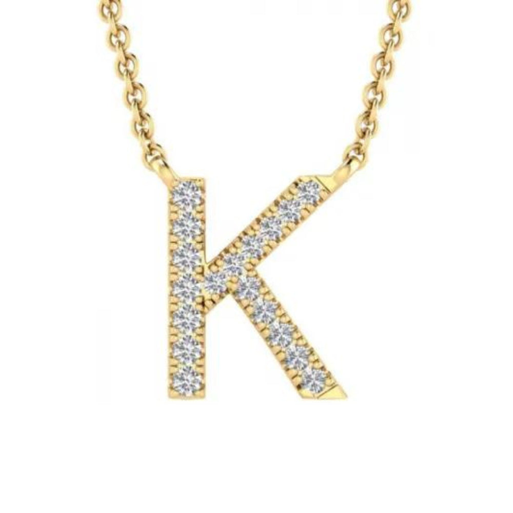 9k Diamond 'K' Initial Necklace