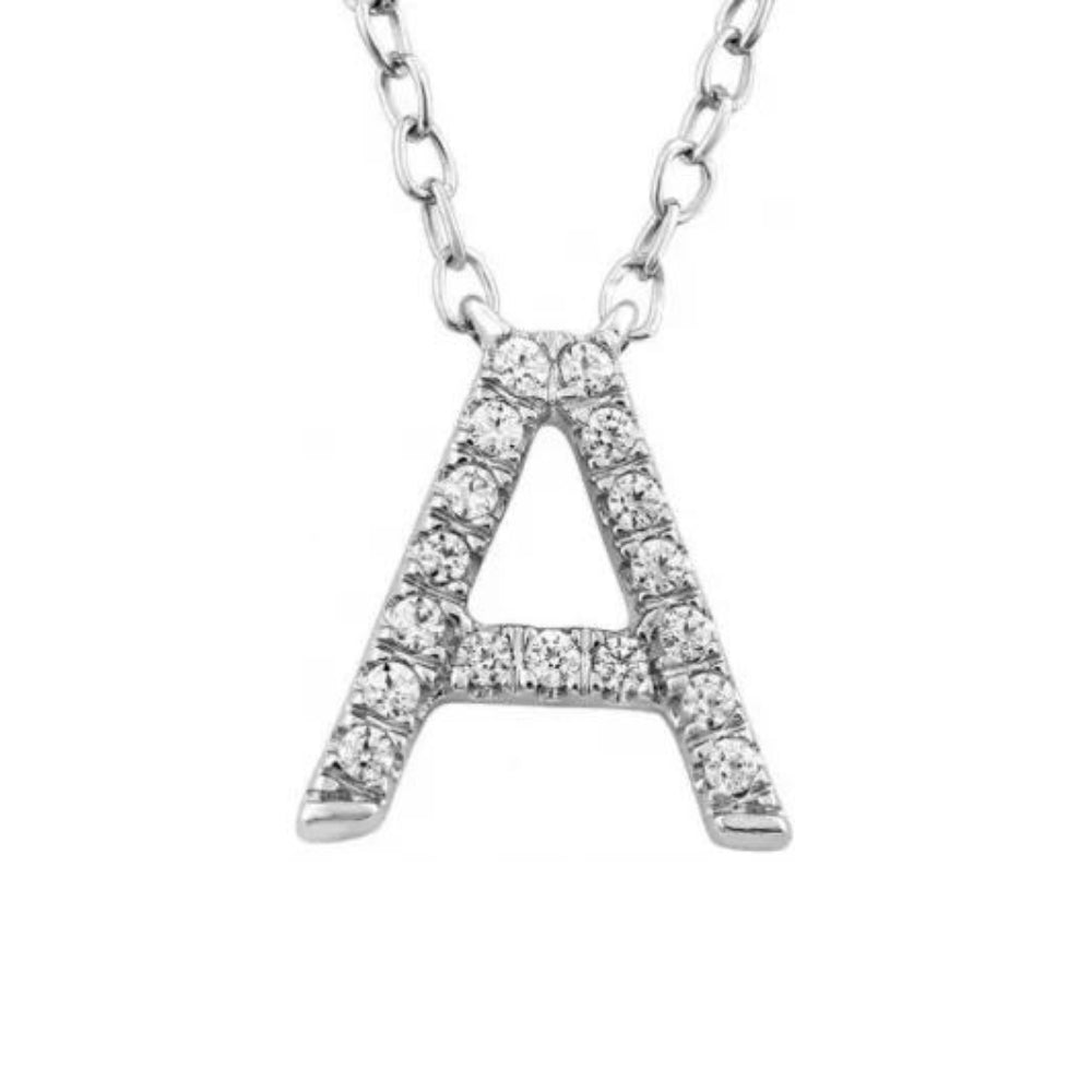 9k Diamond 'A' Initial Necklace
