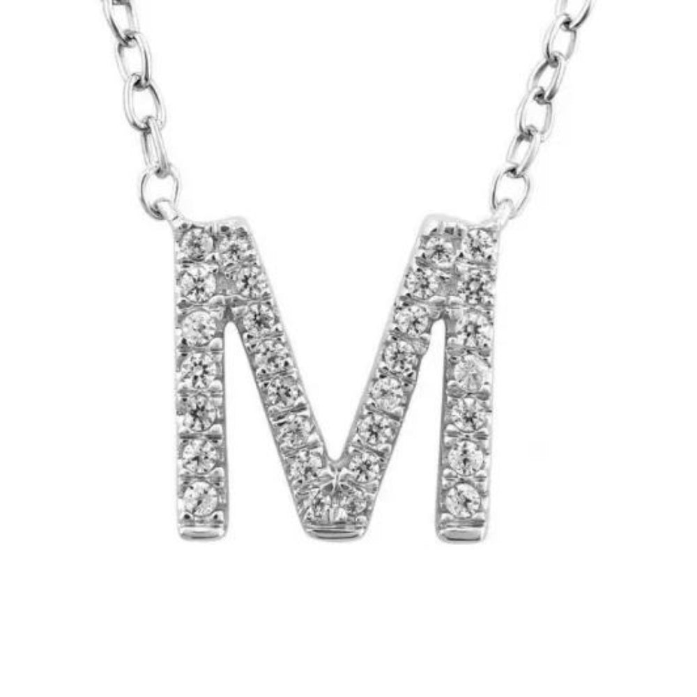 9k Diamond 'M' Initial Necklace