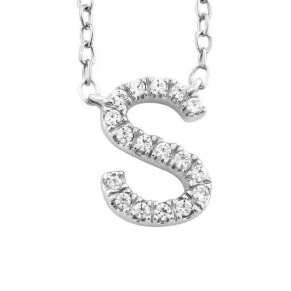 9k Diamond 'S' Initial Necklace