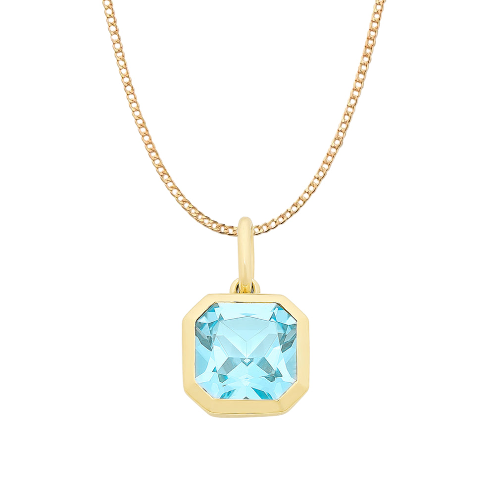 9k Yellow Gold Blue Topaz Pendant