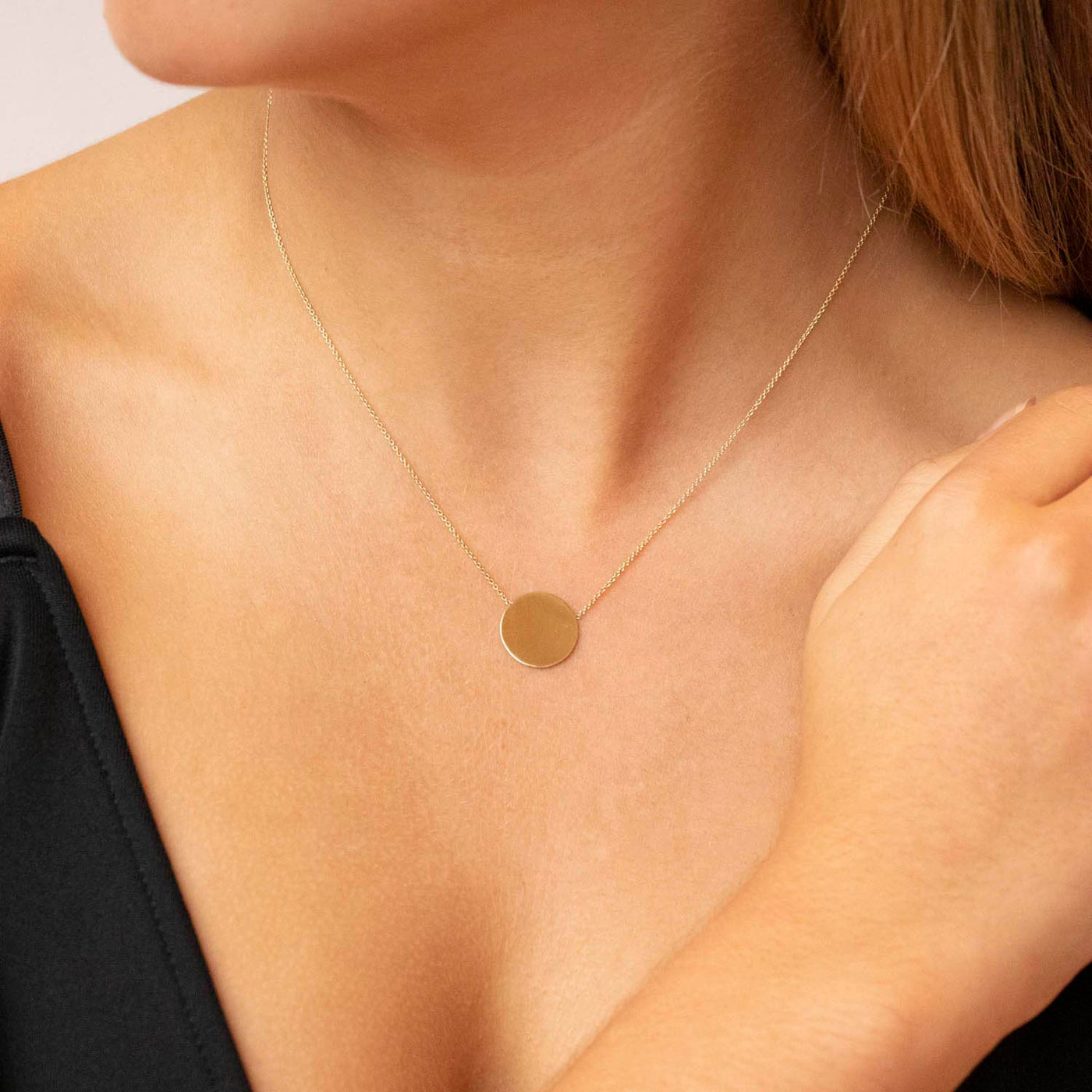 9k Yellow Gold Engravable Disc Necklace