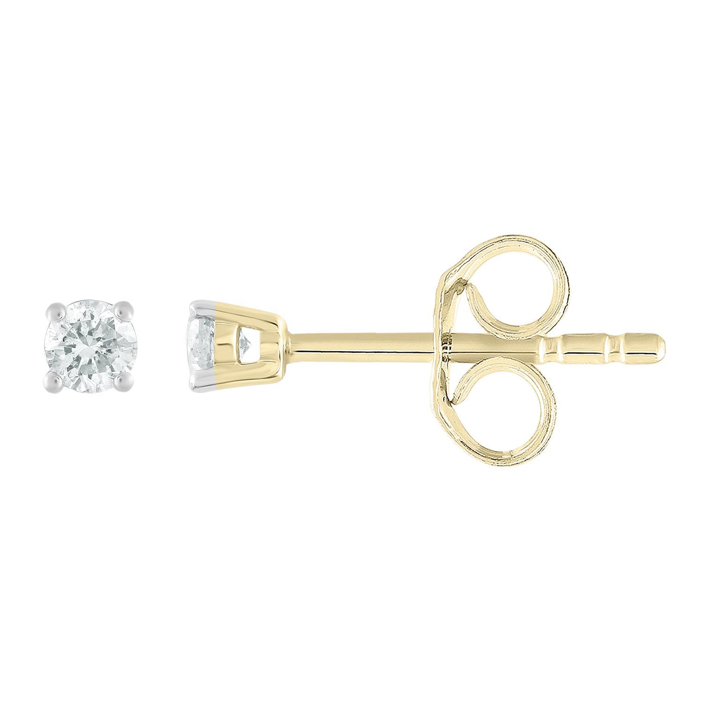 9k Yellow Gold 0.15ct Solitaire Diamond Stud Earring
