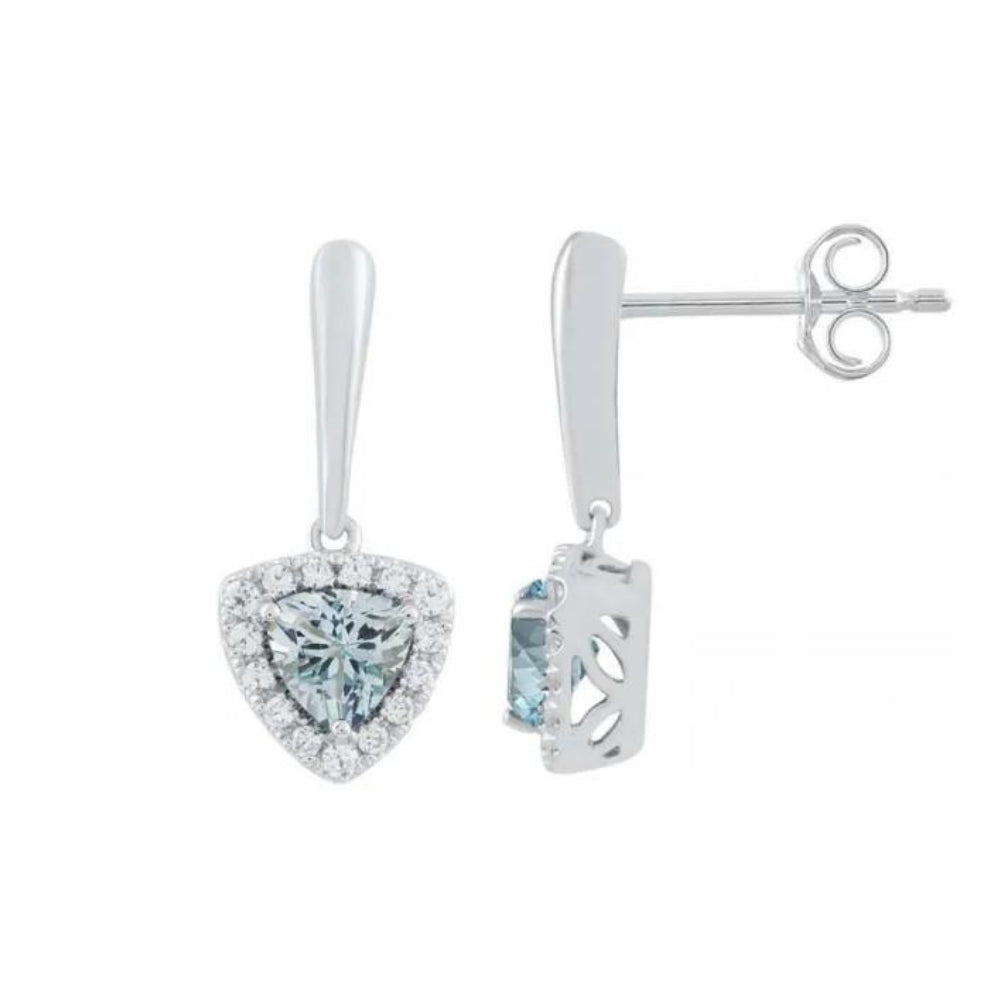 9k Aquamarine & Diamond Earrings