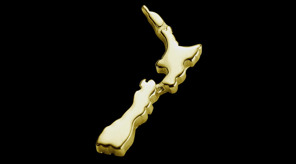 Stow 9ct Yellow Gold NZ Map Charm