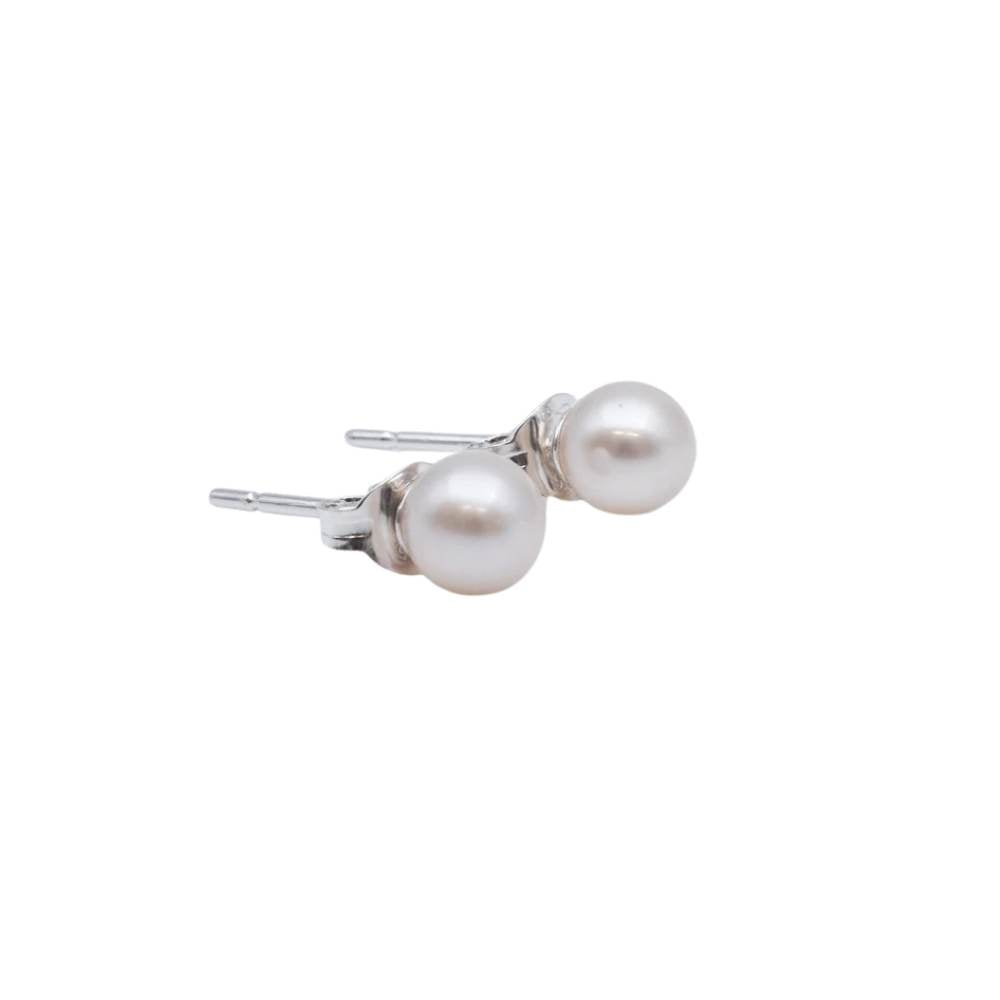 Allura Sterling Silver White FWP Pearl Stud Earrings