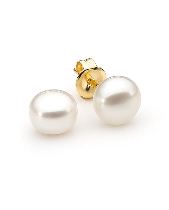 Allura Cosmic Moon 9ct Gold 7mm Button Pearl Studs