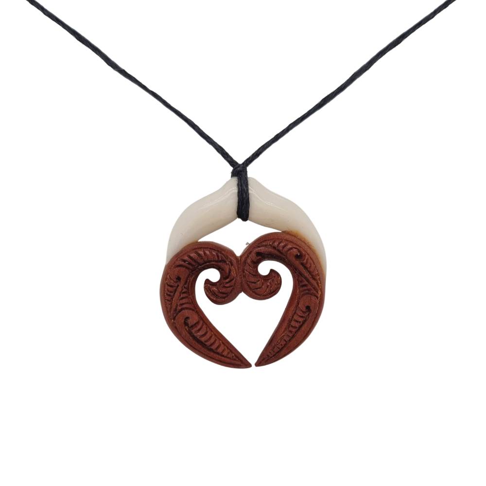 Wild at Heart Carved Bone Koru Design Necklace