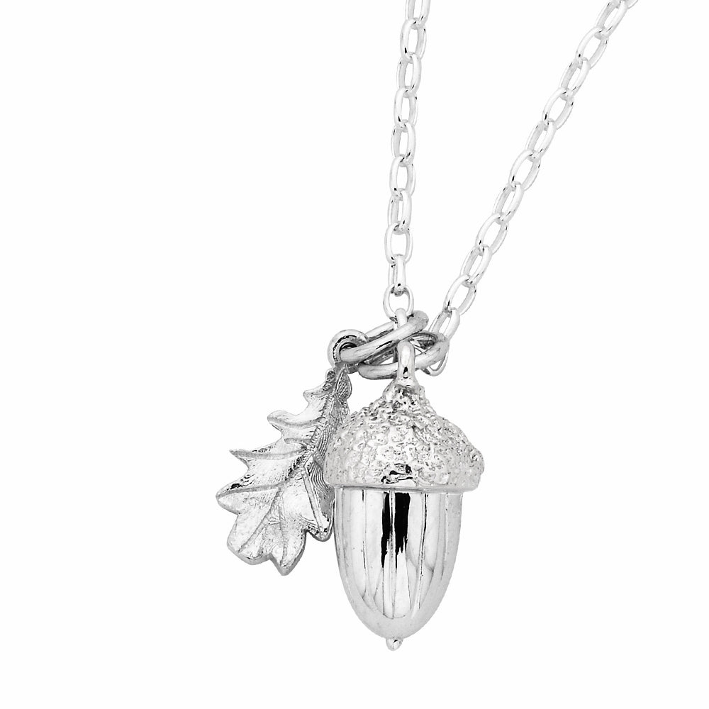 Karen Walker 50cm Sterling Silver Acorn & Leaf Necklace
