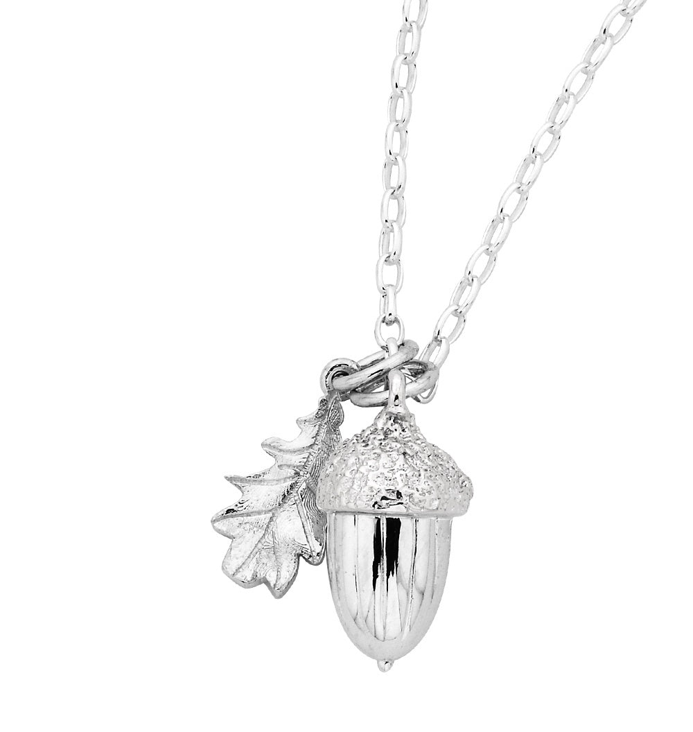 Karen Walker 60cm Sterling Silver Acorn & Leaf Necklace
