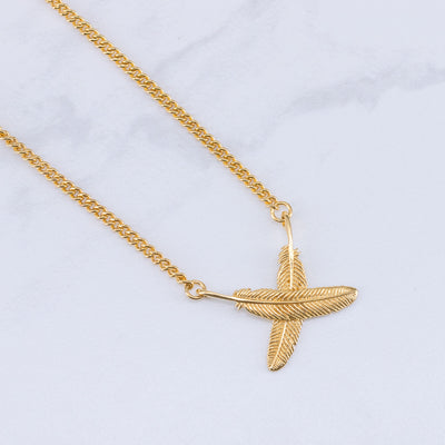 Boh Runga Gold Plated Feather Kisses Pendant