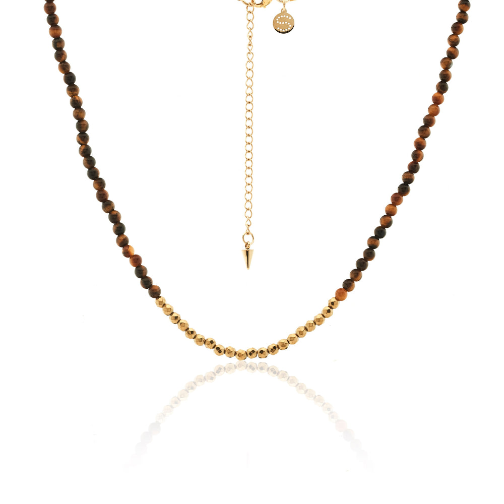 Silk&Steel Party at the Front Tigers Eye & Hematite Necklace - Aurora Collection