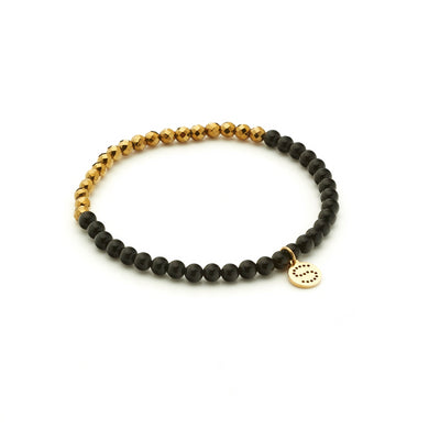 Silk&SteelParty at the Front Black Onyx & Gold Hematite Bracelet - Aurora Collection