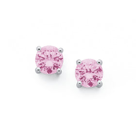 Charlie & Rose Silver Pink CZ Stud Earrings