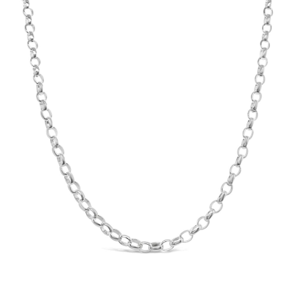 Omnia Sterling Silver Oval Belcher Chain - 50cm