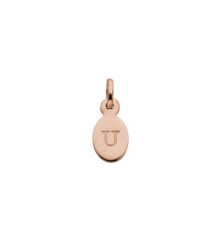 Kirstin Ash Oval Initial (U) in Rose Gold Vermeil