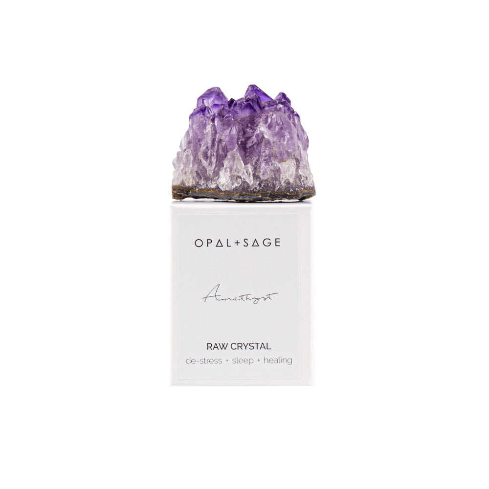 Opal+Sage Amethyst - Raw Boxed Crystal