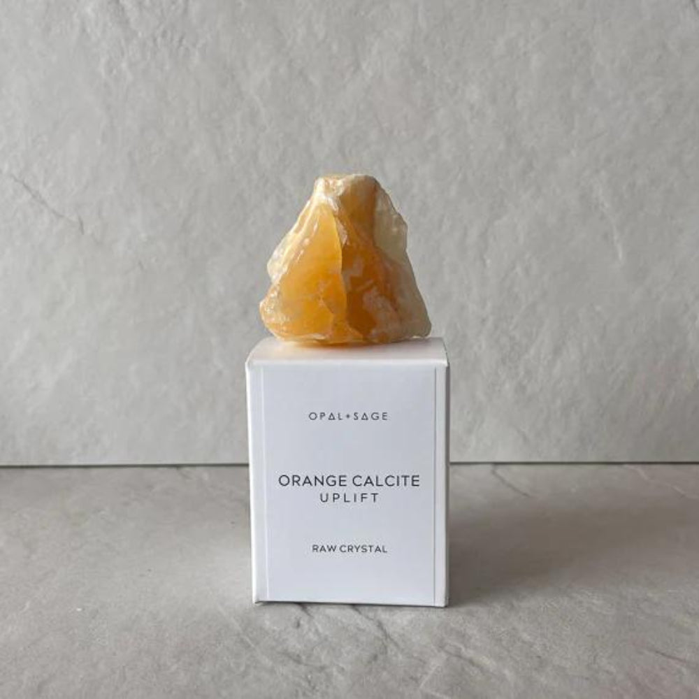 Opal & Sage - Orange Calcite (Uplift) Raw Boxed Crystal