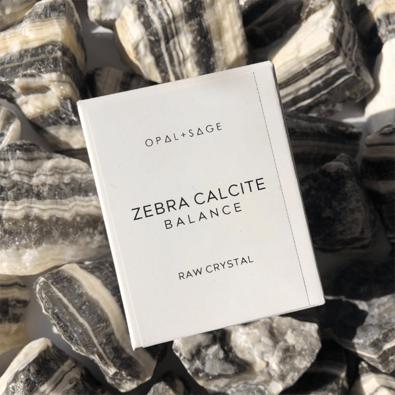 Opal & Sage - Zebra Calcite (Balance) Raw Boxed Crystal