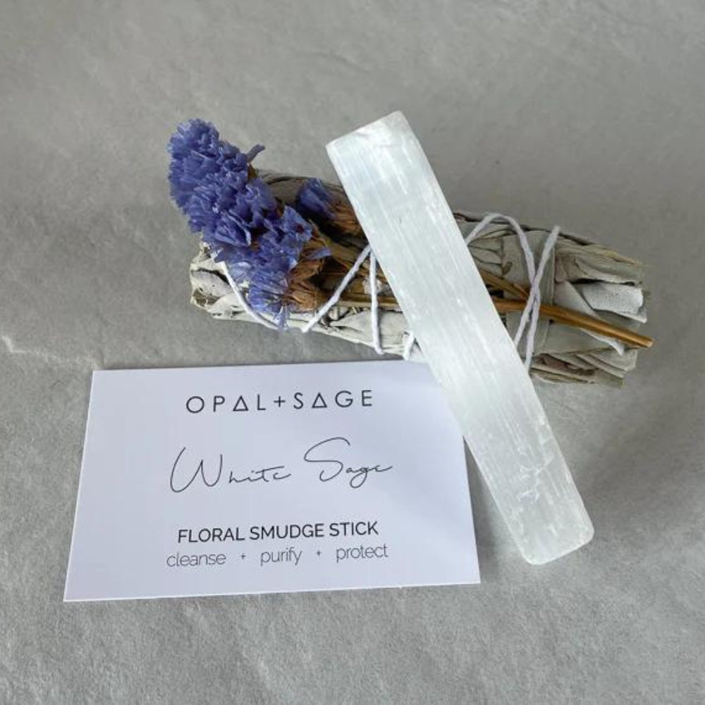 Opal+Sage White Sage Floral Smudge Kit